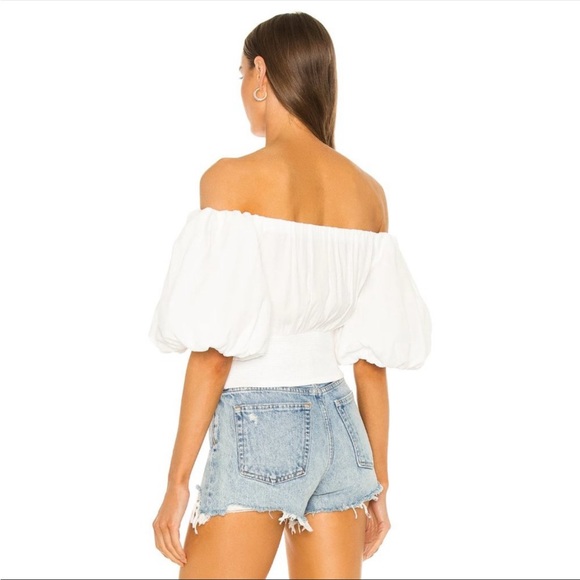 AFRM Revolve Ani Puff Off Shoulder Sleeve Crepe Blouse Size xs NWT - Picture 4 of 4
